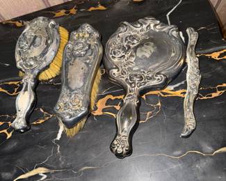 Victorian Hand Mirror/Brush Vanity Set