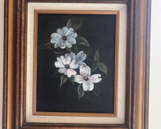 Framed Floral Painting - Signed J. Melseth