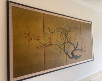 Japanese 4 Screen Panel with Cherry Blossom Design