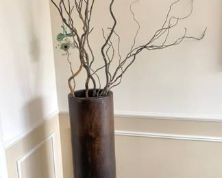 Cylindrical Brown Ceramic Floor Vase