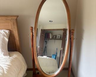 Oak Oval Floor Mirror