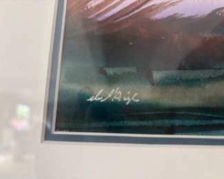 Framed & Matted Seascape Watercolor Painting by De L'aigle Munds