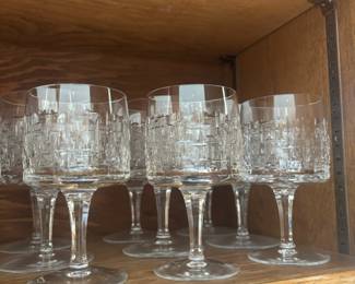 Set of 9 Cube Pattern Glass Goblets