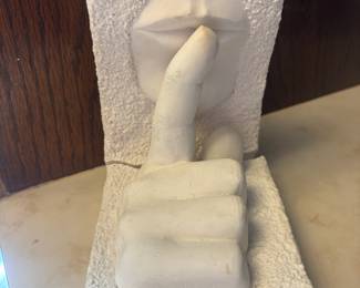 Contemporary 'Shhh' Gesture Sculpture/Bookends