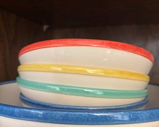 Eddie Bauer Primary Color Banded Salad Bowl Set - 4 Salad Bowls, Salad Mixing Bowl