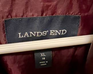 Land's End Cranberry Red Herringbone Print Down Quilted Puffer Vest – Size XL