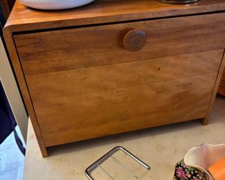 Teak Wood Bread Box with Cutting Board Lid