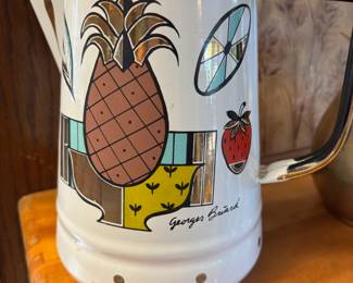 Mid Century Georges Briard Metal Enamel Coffee Pot