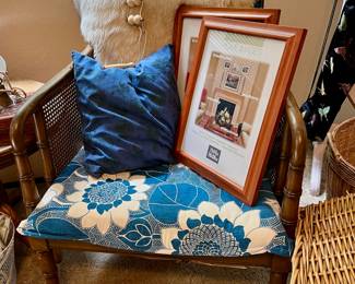 Pair of Dark Bamboo Rattan Arm Chairs