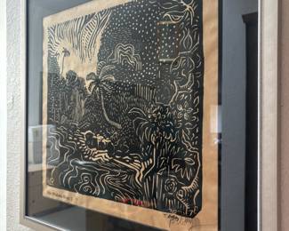 Framed & Matted Limited Edition Block/Screen Print "Wailuku River II" by Tomas Belsky