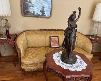 Colle Carmen bronze carved wood antique sofa, chairs