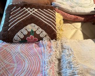 Several very nice vintage chenille blankets 