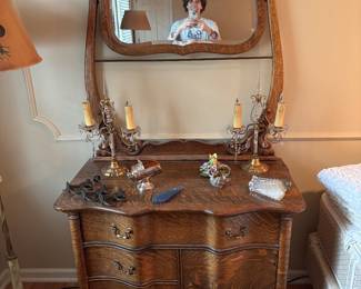 Beautiful antique dresser with towel rod