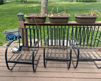 3 cool old metal chairs 