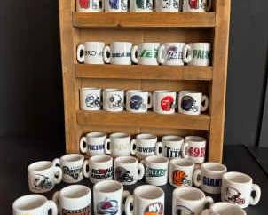 Vintage Mini NFL NHL Team Helmet Mug Collection Rare Logos Retired Teams 40 Pieces
