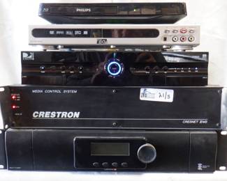 LOT OF 5 ELECTRONICS INCLUDING CRESTRON MEDIA CONTROL, DIRECT TV, AND MORE