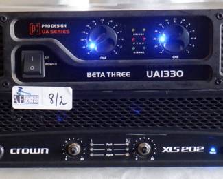 LOT OF 2 ELECTEONICS INCLUDING CROWN XLS202 AMP, B PRO DESIGN UA SERIES BETA THREE UA1330