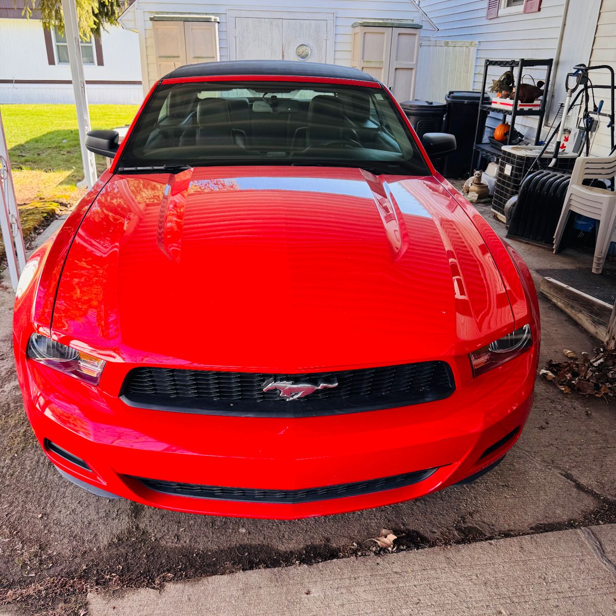 2010 red soft-top Mustang