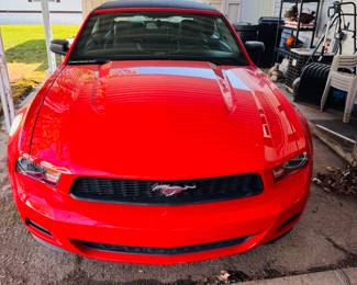 2010 red soft-top Mustang