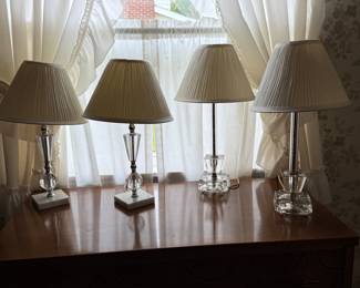 Here’s a quartet of lovely, cut, glass, and crystal bedroom lamp! There are two pairs here!