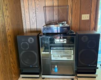 This is a terrific stereo system! It’s all been checked out. The components in the cabinet are all pioneer. The cabinet is Pioneer and the speakers are Pioneer! The turntable on top is by DENON!