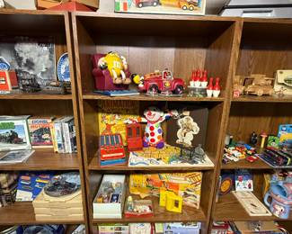 This shelf is just a lot of great vintage toys!
