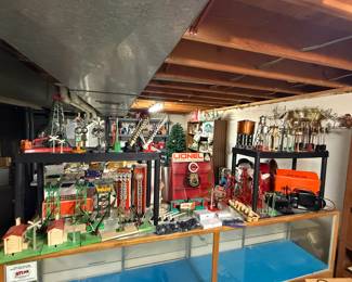Bob Brasseur owned brass electric trains in old town Saginaw for years! Not only do we have the honor of Hanley his estate. We also have the great pleasure of offering many vintage Lionel train cars, engines, and accessories, all vintage and many in their original boxes. This is a large assortment of accessories.