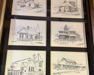Terrific set of pencil sketches of local train stations