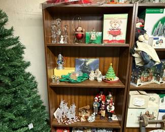 Each shelf is filled with unique Christmas decor in excellent condition!