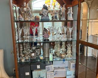 Lighted China Cabinet with "Waterford", "Lladro"