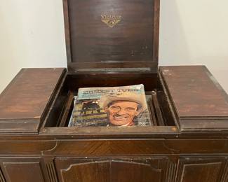 Vintage Victrola Record Player Cabinet.