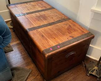 Pine cedar chest with brass