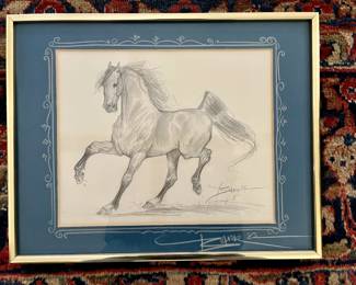 Pencil drawing signed Barr