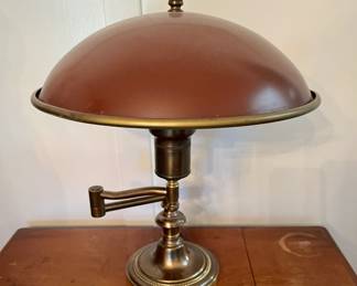 Candlestick lamp with tin shade