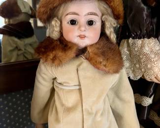 Antique German doll head, new body and clothing. Clean!