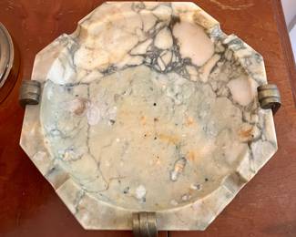 Large marble ashtray (missing one brass foot), but still sits steady