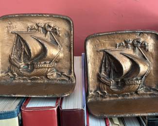 Cast sailing ship bookends 1925