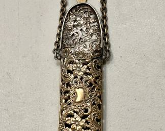 Antique glasses/spectacle chatelaine - 9.5" L
