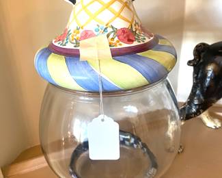 Mackenzie-Childs dog treat bowl w/ removable dog collar