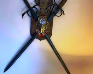 Vintage sward holder with vintage swards