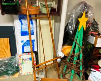 Antique easel and Christmas decor