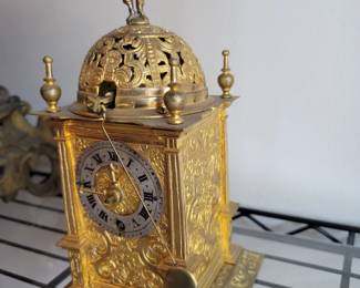 Small Tower Clock with Front Pendulum. Crown wheel escapement. Fully operational. 8" tall.