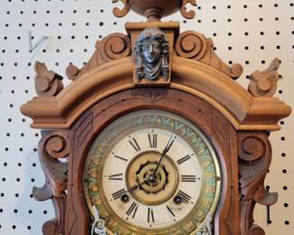Ansonia Time and Strike with Alarm on Matching Shelf. Has been overhauled. 