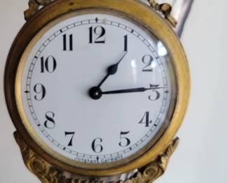 Mystery swinger clock on Black Horn. Serviced. 14" tall.