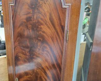 John Foster London, England. Tall case Clock. Circa 1820. Silver Dial. Serviced. Mahogany Flame Case.