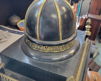 A large 33" Bell Bracket Clock. Triple Fusee, English Chiming.  Nested Bell and Coiled Gongs. Westminster Chime.  Serviced.   