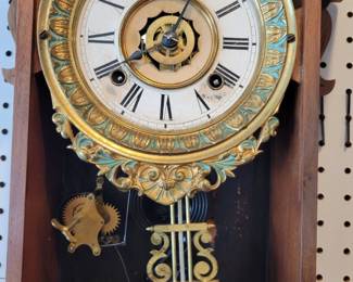 Ansonia Time and Strike with Alarm on Matching Shelf. Has been overhauled. 