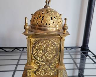 Small Tower Clock with Front Pendulum. Crown wheel escapement. Fully operational. 8" tall.