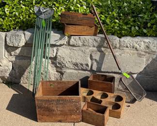 many wooden primitive items