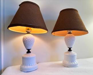 Milk Glass Hobnail Lamps